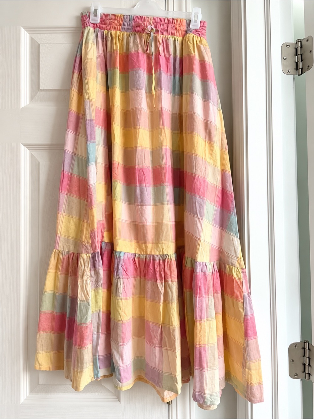 torrid Pastel Plaid Tiered Maxi Skirt - Pink, Yellow, Blue